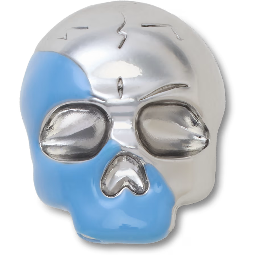 Silver and Blue Enamel Skull