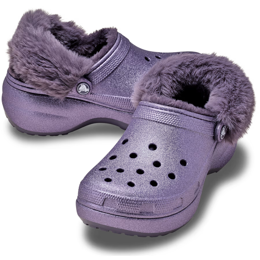 Classic Platform Fuzz Lined Glitter Clog