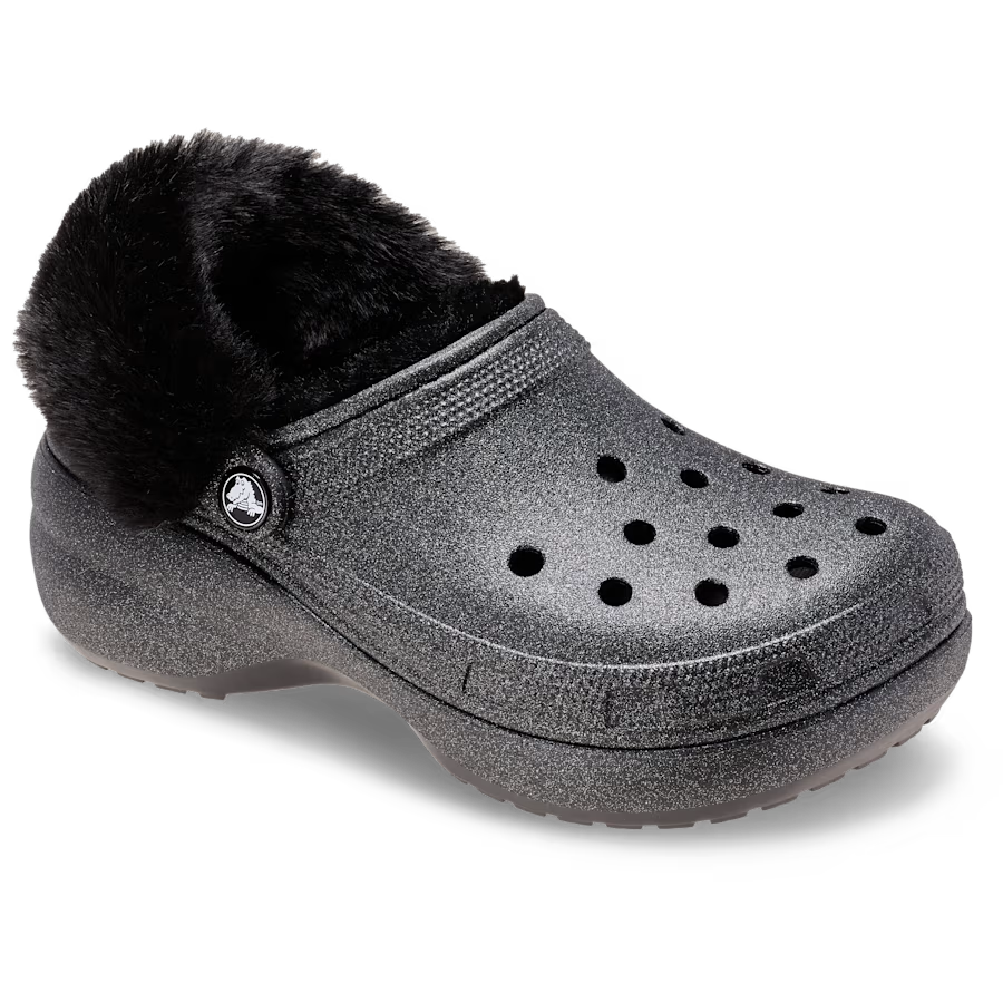 Classic Platform Fuzz Lined Glitter Clog
