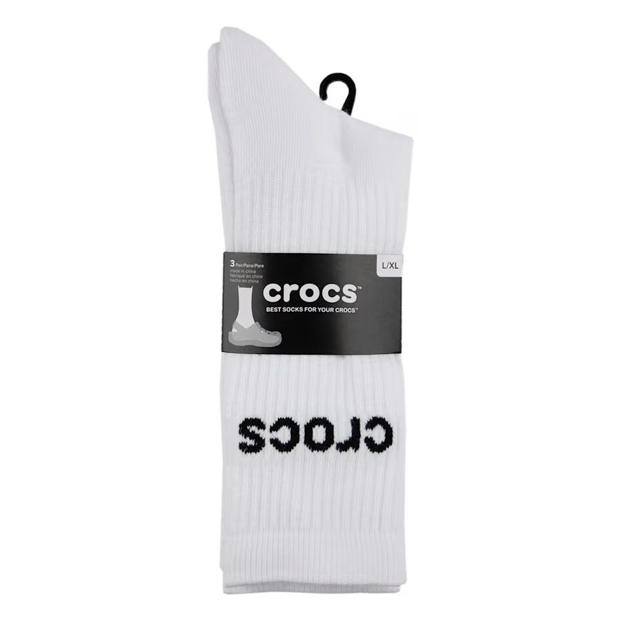 CrocsSocks White Logo Crw 3PK Whi