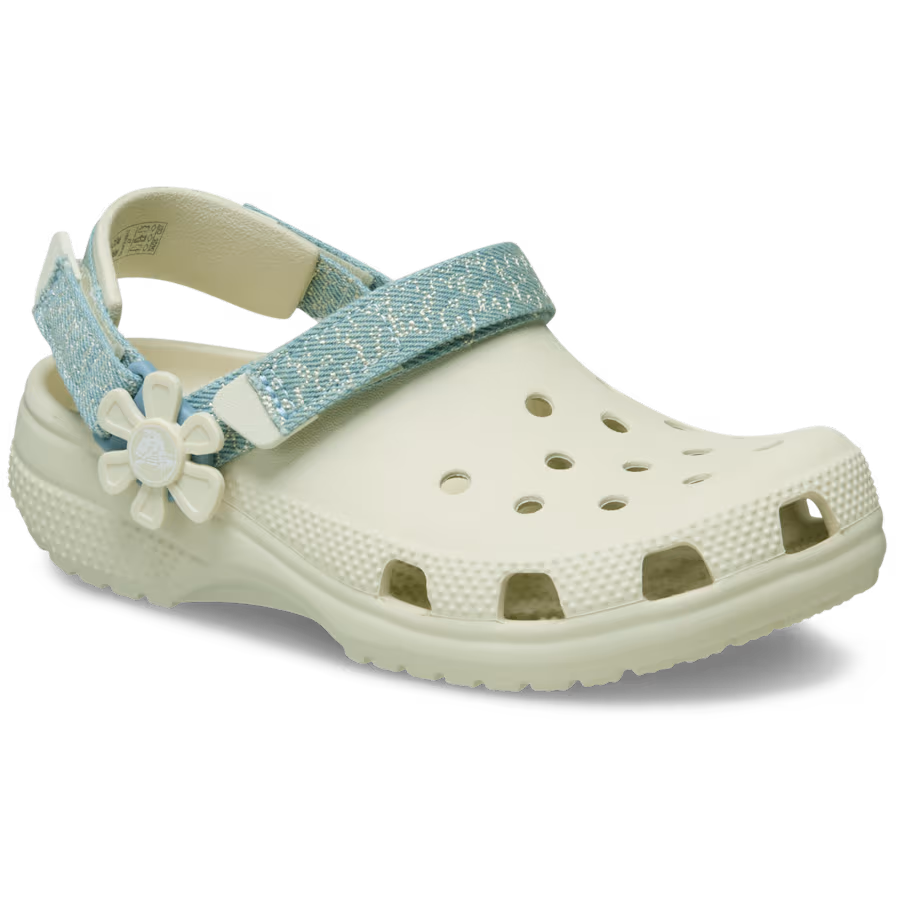Kids’ Classic Denim Flower Adjustable Backstrap Clog