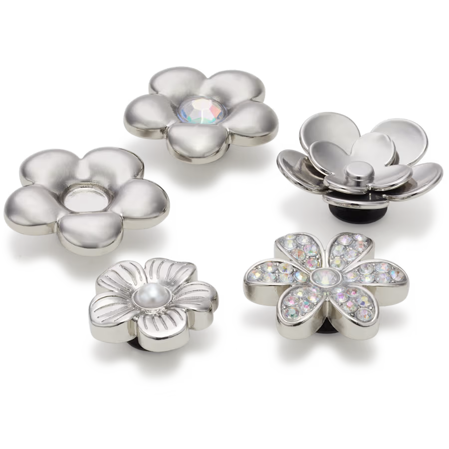 Monochrome Slvr Flwrs 5 Pack