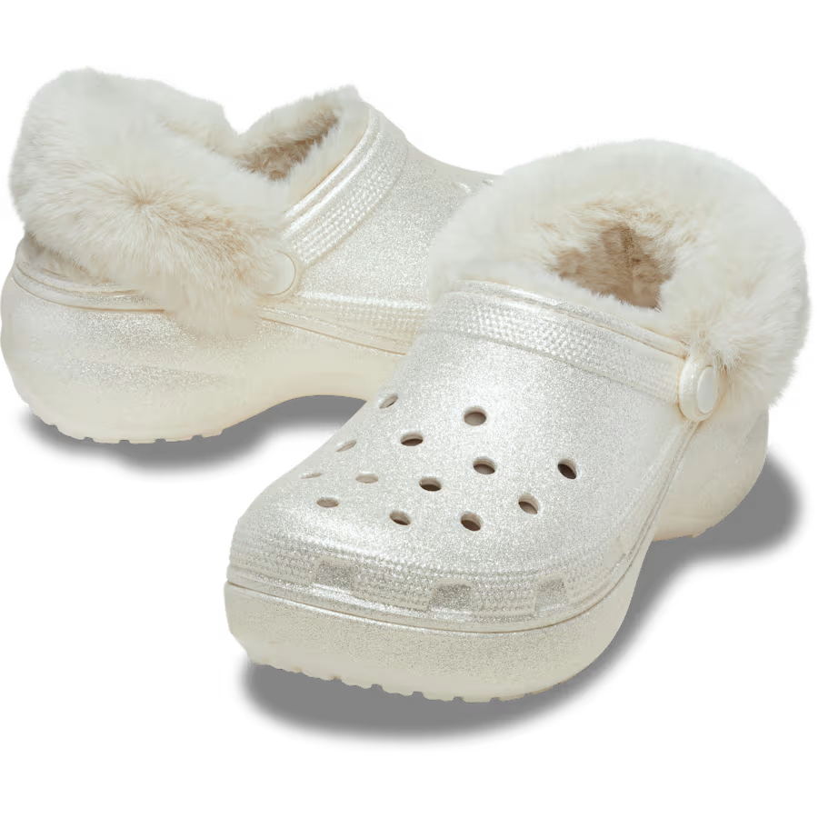 Classic Platform Fuzz Lined Glitter Clog