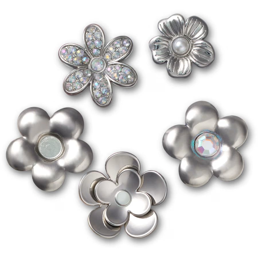 Monochrome Slvr Flwrs 5 Pack