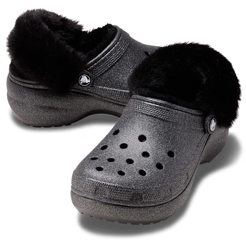 Classic Platform Fuzz Lined Glitter Clog