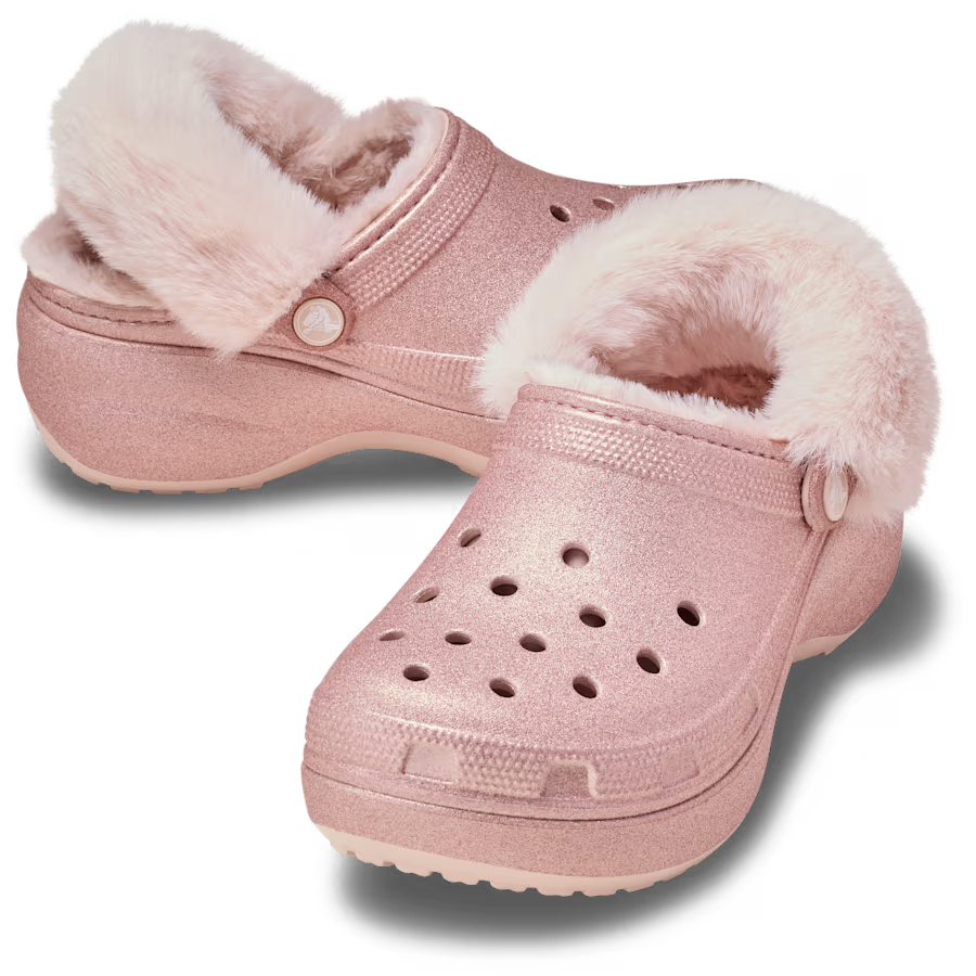 Classic Platform Fuzz Lined Glitter Clog
