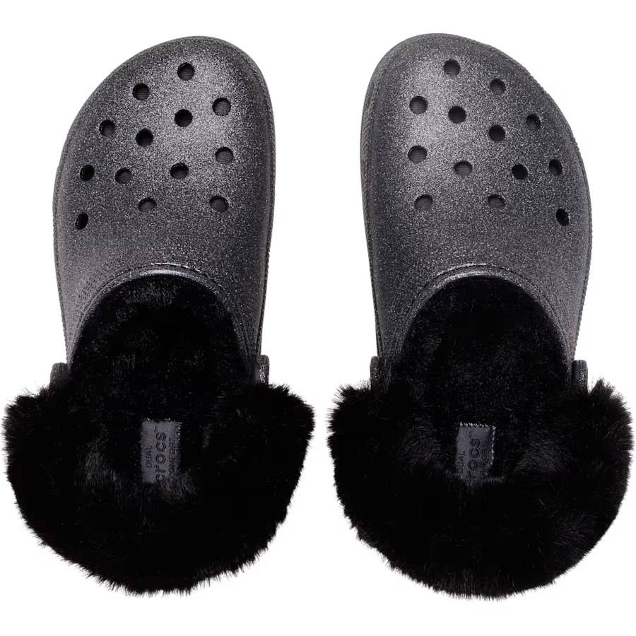 Classic Platform Fuzz Lined Glitter Clog