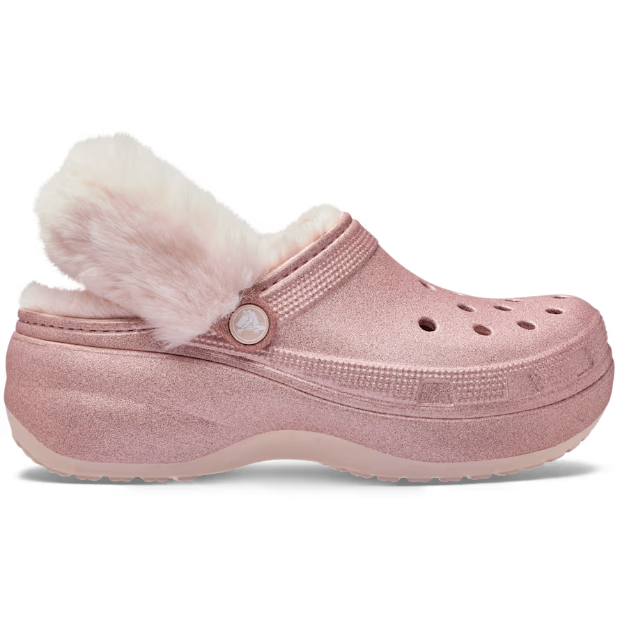 Classic Platform Fuzz Lined Glitter Clog
