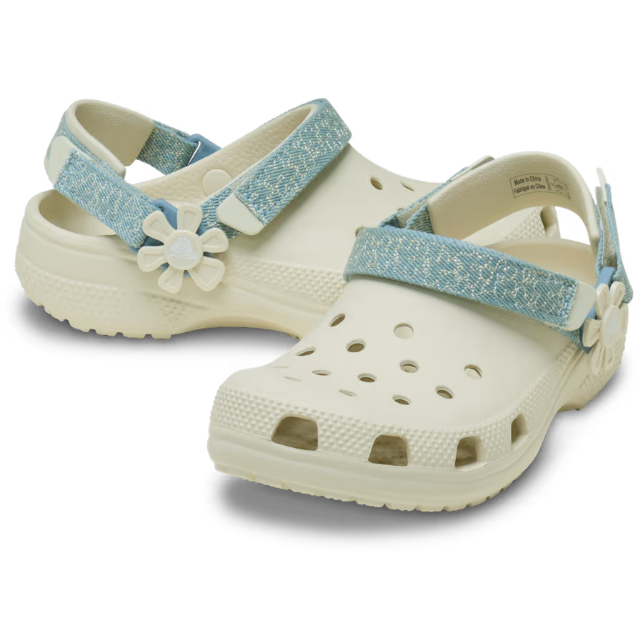 Kids’ Classic Denim Flower Adjustable Backstrap Clog