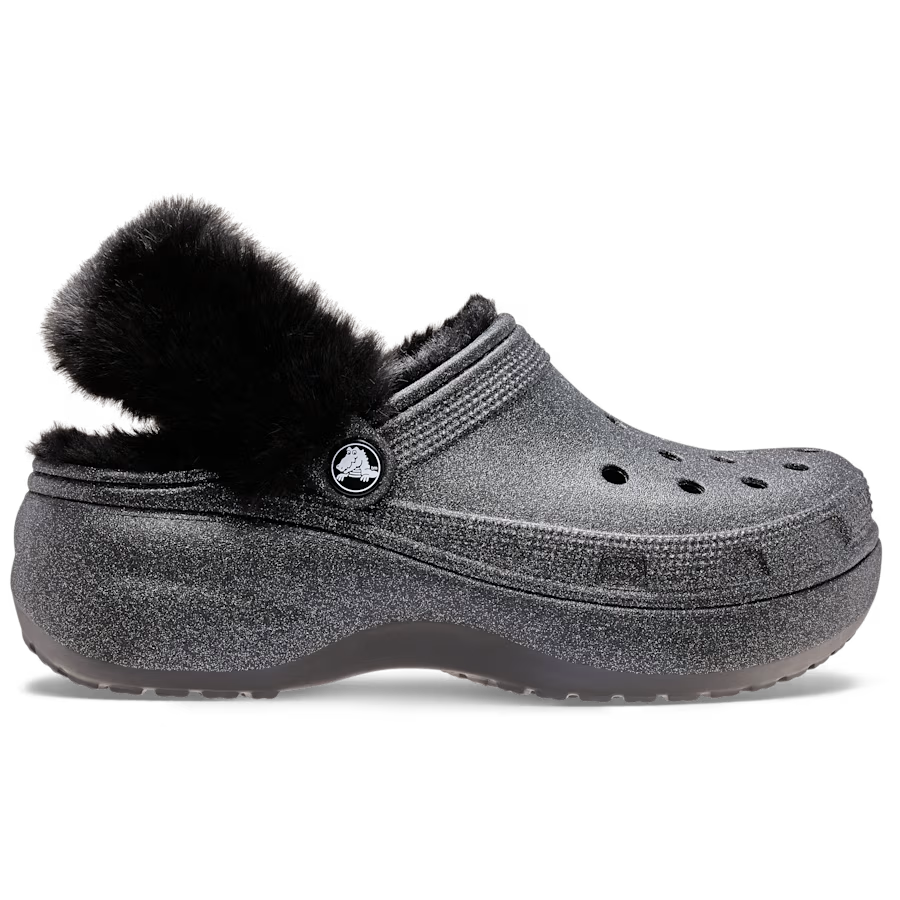 Classic Platform Fuzz Lined Glitter Clog