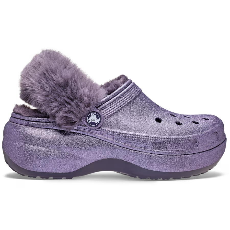 Classic Platform Fuzz Lined Glitter Clog